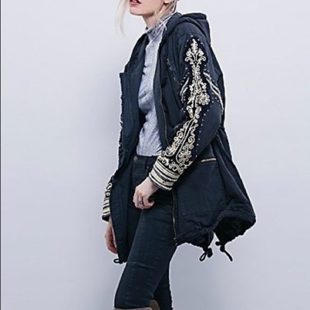 Free People Golden Quills Military Jacket